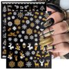 JMEOWIO 9 Sheets Christmas Glitter Nail Art Stickers Decals Self-Adhesive Snowflake Winter Holiday White Nail Supplies Nail Art Design Decoration Accessories