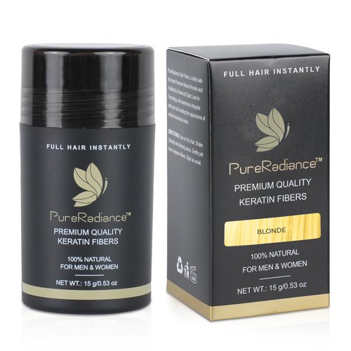PureRadiance Hair Fiber for Thinning Hair - Quick Solution for Thicker, Fuller-Looking Hair - Strong Hold, No Itching, & Sweat Proof - Advanced Hair Building Fibers for Instant Volume (Blonde)