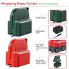 2Pcs Wrapping Paper Cutter, Gift Wrap Cutter with 2 Replaceable Blade 4 Wheels Compact Christmas Gift Wrapping Paper Roll Cutter Tool Green,Red