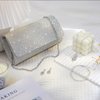 4Pcs Silver Clutch Formal Purse Bag Jewelry Set for Women Evening Handbags Bling Rhinestone Necklace Earrings Bracelet Clutches Set for Women(Bling Style)