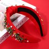 Christmas Headband for Women Holiday Christmas Accessories Beaded Xmas Bow Tree Snowflake HOHOHO Knotted Headband Red Green Crystal Pearl Top Knot Headband Festive Holiday Gifts (Xmas Tree 10)