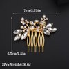 Teyglen 2pcs Bridal Crystal Hair Comb Gold Rhinestone Bride Wedding Hair Comb with Pearl Wedding Hair Accessories Sparkly Rhinestone Headpiece for Women Girls
