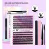 Lash Extension Kit DIY 280PCS Lash Clusters Thick Eyelash Extension Kit, 30D 40D Mix Curl Individual Lashes Kit with Lash Bond and Seal Lash Tweezers