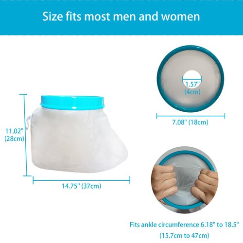 Tideshake - 100% Waterproof Foot Cast Cover for Showering, Reusable Adult Foot Cast Protector, Cast Covers for Shower, Watertight Cast Bag for Surgery Foot, Ankle, Burns