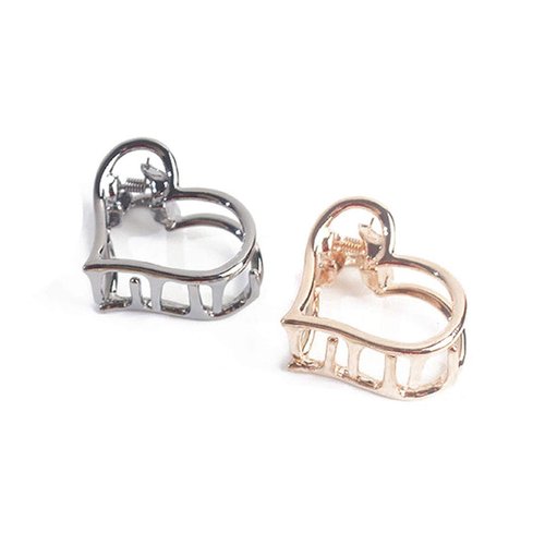 Suoirblss Women Lady Girls Metal Small Heart-Shaped Star Ponytail Clip Hairpin Hair Clamp Holder Hair Claw Accessories (Rose Gold + Black)