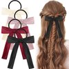 WLLHYF 4PCS Bow Hair Tie Satin Hair Ribbon Bowknot Long Tail Ponytail Holder Elastics Hair Scrunchies French Hair Scarf Bands Rope Princess Valentine's Day Hair Accessories for Women Girls