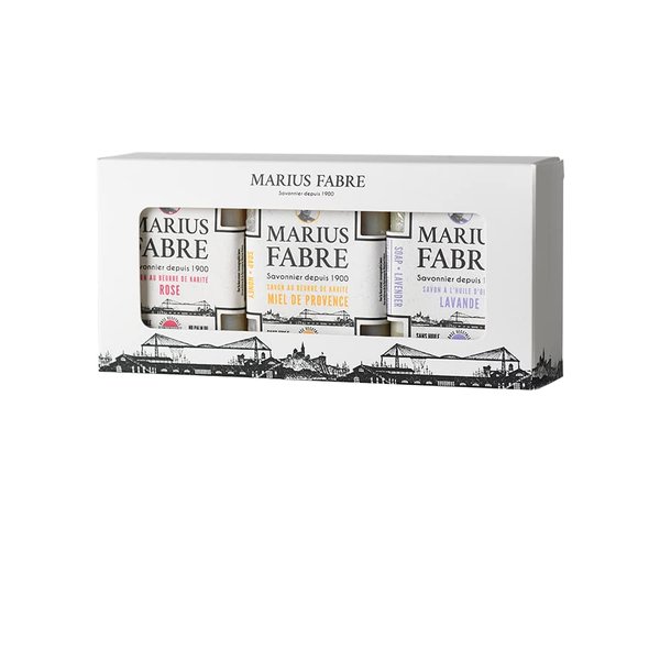 Marius Fabre Bar Soaps 100%-Vegetal No-Palm No Preservatives Gift Box Fragance Natural | Rose Honey Lavender Soap Bars (3 x 150 gm)