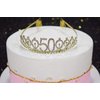 50th Gold Birthday Tiara and Sash Happy 50th Birthday Party Supplies 50th Gold Birthday Glitter Satin Sash and Crystal Tiara Princess Birthday Crown for Girls 50th Birthday Party Decorations