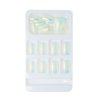 White Press on Nails Short Square Fake Nails Aurora Chrome False Nails with Designs Solid Mirror Pearl White Flash Acrylic Nails Glue on Nails Full Cover Stick on Nails for Women 24 Pcs