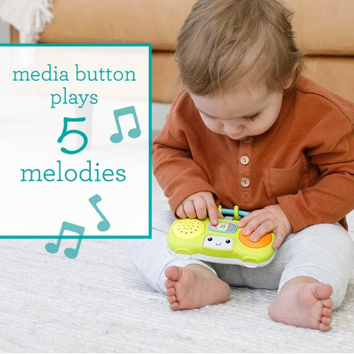 Infantino Music & Light Pretend Mini Boombox - Fine Motor Skills with Melodies & Sounds for Infants & Toddlers, 6M+