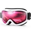 JULI Ski Goggle/Snow Snowboard Goggles for Men, Women & Youth - 100% UV Protection Anti-Fog Dual Lens(White Frame+38% VLT Vermillion Red Len)