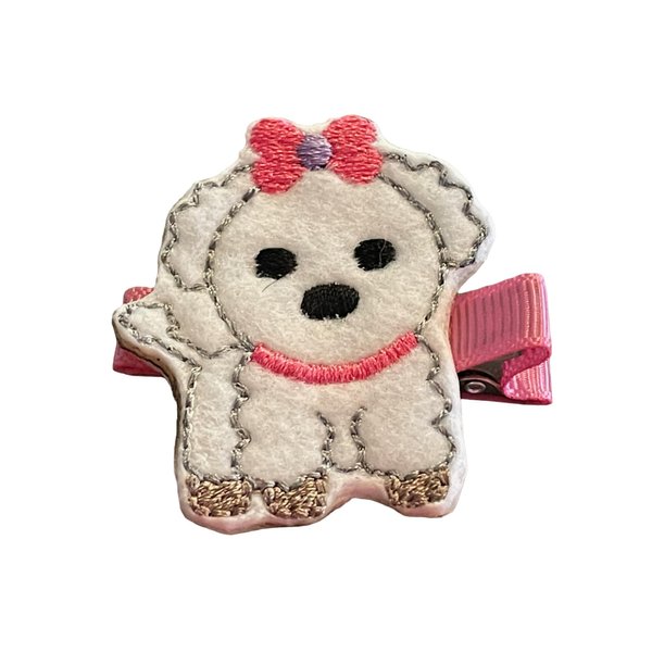 Puppy Dog Hair Clip, Pooch Hair Clip, Feltie, Girls Hair Accessory