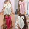 SuPoo 3pcs Pink Hair Bows for Women Hair Bow Clips Satin Hair Barrettes Hair Ribbon Bows for Hair Bowknot Oversized Hair Bow Clips Long-tail Cute Aesthetic Hair Accessories Christmas Gifts Red White