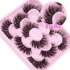 FANXITON Mink Lashes Fluffy 6D Volume False Eyelashes Fluffy Strip 15-18MM Fake Lashes 100% Handmade Lightweight 5 Pairs Pack Faux Mink Lashes (FD02)
