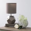Simple Designs LT2065-GRY Round Prism Mini Table Lamp with Matching Fabric Shade, Gray