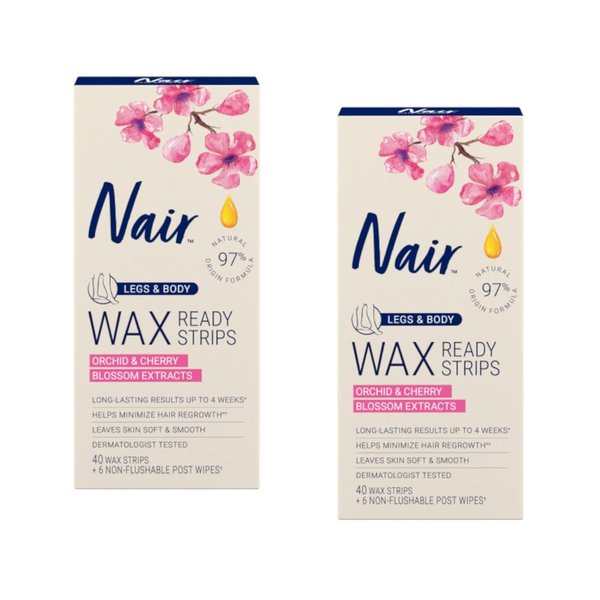 Nair Hair Remover Wax Ready-Strips 40 Count Legs/Body (2 Pack)