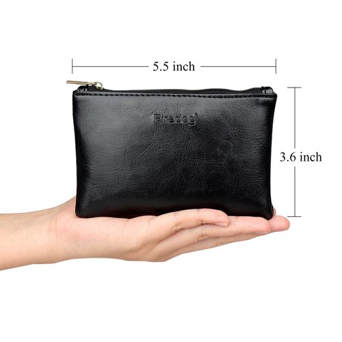 FIREDOG Tobacco Pouch Bag Pipe Case Rolling Storage Carrying Travel Vintage Holder Rollup Free Ciggerate Smoking Tobacco Pouch Leather Zipper Black Regular Size