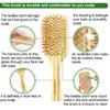 Bamboo Hair Brush Comb Set for Women, Wooden Paddle Detangling Brush for Thick Thin Curly Straight Wavy Fine Hair, Wide Tooth & Tail Comb Great for Wet or Dry Use, Hairbrush Cleaning Tool Included