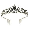 Crystal Rhinestones Wedding Black Tiara with Comb for Bridal Wedding Princess Queen Coronation Birthday Party Black Crown Girl and Women Carnival Party Holiday Celebration for Adults