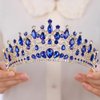 BERYUAN Blue Crystal Rhinestone Wedding Headband Royal Queen Crystal Headpiece Vintage Baroque Queen Teardrop Rhinestone Headband Glod Royal Blue Rhinestone Hairpiece for Birthday Party Favors