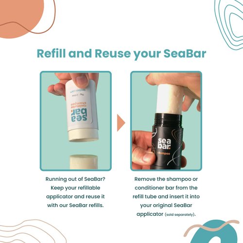 SeaBar Shampoo Bar Refill - All Natural Hair Shampoo - Vegan, Sulfate-Free, Eco Friendly Zero Waste Reusable Packaging, SeaBreeze