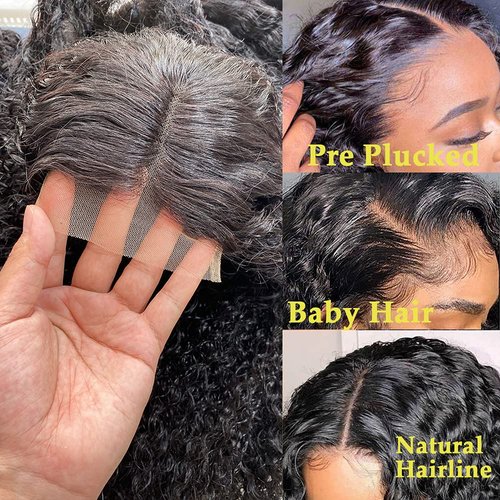 Jasperel Deep Wave Closure Wig Human Hair 4x4 Transparent Lace Front Wigs for Black Women 150% Density Wet and Wavy Glueless Wigs Human Hair Pre Plucked Bleach Knots Natural Color 22 Inch