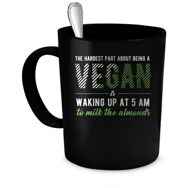 Wonderful Mugs Vegan Coffee Mug. Vegan gift 11 oz. black