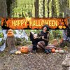 KatchOn, Happy Halloween Banner for Outdoor - 120x20 Inch | Orange and Black Happy Halloween Yard Banner | Happy Halloween Yard Sign for Halloween Yard Decorations | Halloween Banners for Outside