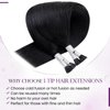 LaaVoo Itip Human Hair Extensions Black I Tips Hair Extensions Real Human Hair Jet Black I Tip Hair Extensions Pre Bonded for Black Women 18 Inch 1g/1s 50g/pack