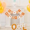 Eaezerav Orange Happy Birthday Banner Bunting Banner Sign, Birthday Garland Tea Party Decorations, Fall Halloween Thanksgiving Birthday Party Supplies for Kids and Adults