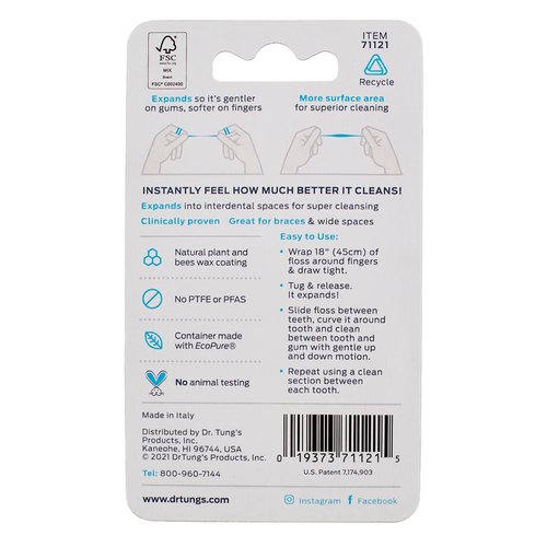 DrTung's Smart Floss - Natural Floss, PTFE & PFAS Free Floss, Gentle on Gums, Expands & Stretches, BPA Free Floss - Natural Dental Floss Cardamom Flavor (Pack of 11)