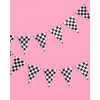xo, Fetti Checkered Black and Iridescent Party Decorations Flag Banner - Set of 4, 32 Ft | Bachelorette Party Disco Garland, Monster Truck Birthday Party Supplies, Racecar Kids Decor