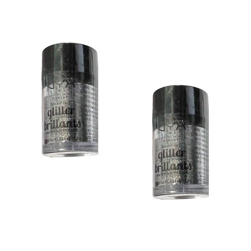 NYX PROFESSIONAL MAKEUP Pack of 2 NYX Face and Body Glitter Brilliants, Silver GLI10