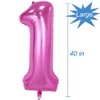 Tellpet Pink Number 1 Balloon Girl Birthday Party Decorations, 40 Inch