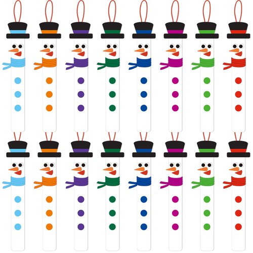 16 Sets Christmas Snowman Stick Ornament Craft Kit Hanging DIY Winter Arts and Craft Kit Bulk for 2-8 Kids Toddlers Fun Home Activities Project