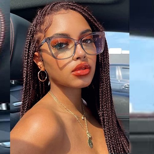 AFBeauty Knotless Box Braided Wigs for Black Women Brown Long Straight Synthetic Natural Looking Cornrow Braids Wig Lightweight Braiding Hair Realistic Hand Braided Synthetic Lace Front Wigs 26 Inch
