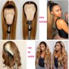 Glueless Lace Front Human Hair Wigs with Baby Hair Pre Plucked with Bleached Knots Dark Roots Ombre 1B/27 Straight Remy Brazilian Free Part 150% Density 13x4 Deep Hairline Soft Lace Wigs 20 Inch