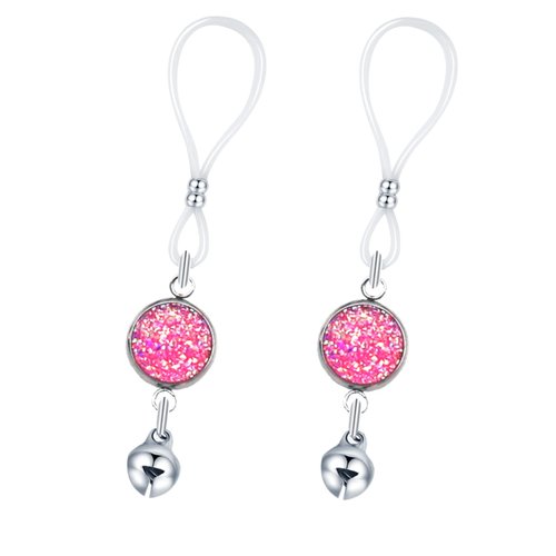 Mimimelon Non Pierced Nipple Jewelry Chains Faux Nipple Piercing Rings Bells Stainless Steel Nipple Noose