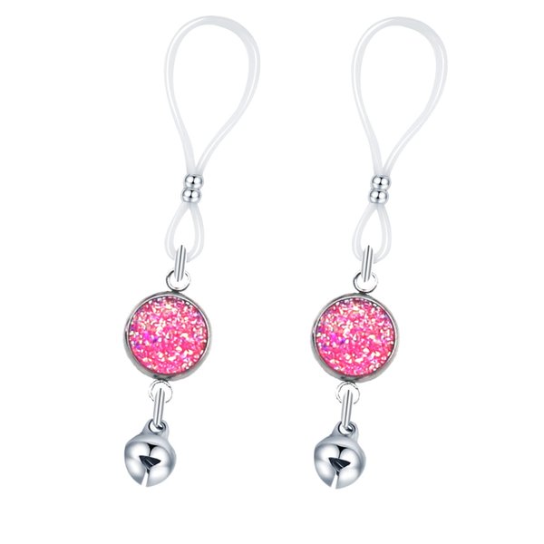 Mimimelon Non Pierced Nipple Jewelry Chains Faux Nipple Piercing Rings Bells Stainless Steel Nipple Noose