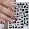 2 Sheets Black Cat Nail Art Stickers 5D Kawaii Cat Embossed Nail Decals Cute Black Cat's Paw Summer Nails Design Adhesive Sliders Cute Animal Manicure Stickers for Nails Art Decorations