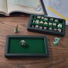 Forged Dice Co. Premium 3-Row Dice Case - Combination Dice Box and Dice Tray - Protects Polyhedral Dice Sets - Felt-Lined Storage Rows - Magnetic Lid Closure - Perfect Metal Dice Storage Box - Green
