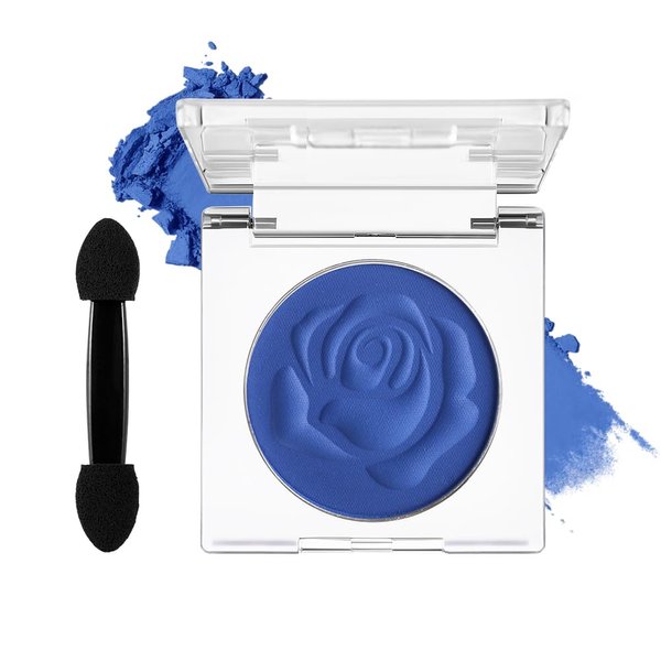 DE'LANCI Single Matte Blue Eyeshadow Palette, Highly Pigmented Gemstone Blue Eye shadow, Ultra-Blendable, Intense Color, Blue Face Body Paint Christmas Halloween Smurf Mystique Cosplay Daily Makeup