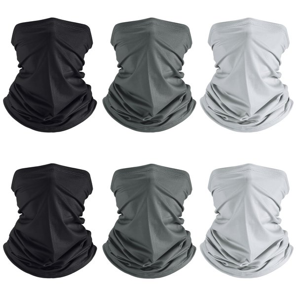 Geyoga 6 Pieces Summer UV Protection Cooling Neck Gaiter Face Clothing Neck Gaiter Scarf Sunscreen Breathable Bandana(Classic Color)