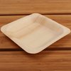 BambooMN - 4.5" x 4.5" x 0.6" Disposable Wood Square Plates/Dishes - 100 Pieces