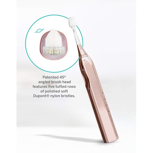 Supersmile Zina45 Deluxe Sonic Pulse Electric Toothbrush w/Patented 45° Soft Bristles, USB Rechargeable Whitening Tooth Brush w/Polishing Head and Travel Case for Adults & Children