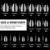 LuckForever 300pc Oval Gel x Nail Tips Short Fake Nails Clear Press On Nail Short Oval Gel x Tip XS Soft Gel Nail Tips Full Cover Gel x False Fingernails for Acrylic Nail Extension Press Nail Making