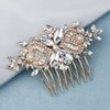 Missgrace Bride Wedding Prom Side Hair Comb Crystal Rhinestones Flower Hair Comb Clips Bridal Hair Accessories Hair Piece for Women and Girls (Gold)