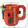 Tmango Build-on Brick Mug with 3 Pack of Character Blocks, DIY Building Blocks Coffee Mug, Puzzle Cup for Creative Kids, Men or Women Xmas Birthday Gift (Red)