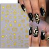 8 Sheets Metallic Sun Star Nail Art Stickers Moon Nail Stickers 3D Self-Adhesive Gold Nail Decals Sun God Asterisk Snake Eyes Nail Design Stickers for Women Acrylic Nails DIY Decoration Supplies