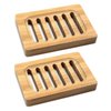 2-Pack Bamboo Wood Soap Dishes – Soap Draining Holders for Bathroom & Kitchen, Eco-Friendly